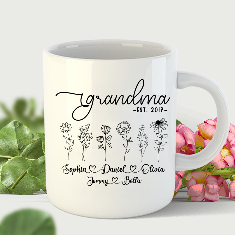 Wildflowers Grandma Est And Kids CL01 Mug