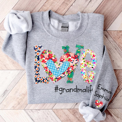 Love Grandma Life Floral Color And Kids Sweatshirt