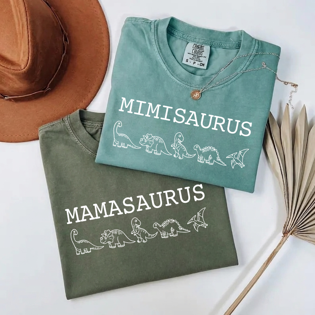 Personalized Mimisaurus Dinosaur Shirt, Custom Grandma Nickname Shirt, Cute Dinosaur Line Art Design, Birthday Gift for Mimi Nana Gigi, Mothers Day Family Shirt