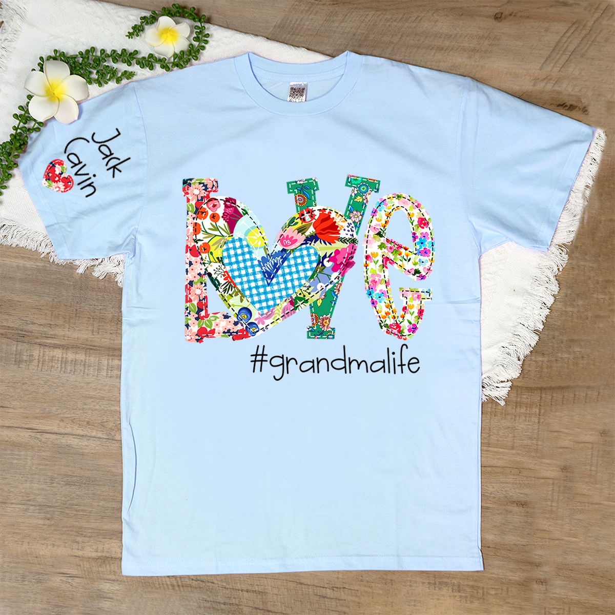 Personalized Love Grandma Life Floral Shirt, Custom Nickname And Grandkids, Mother's Day Gift T-Shirt