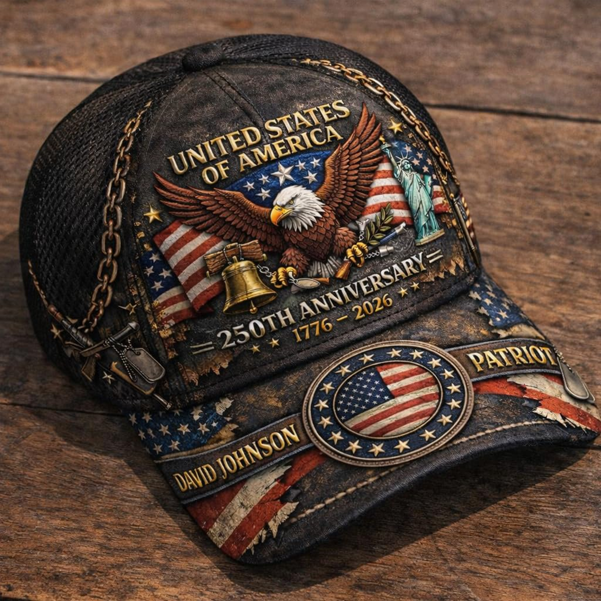 250th Anniversary USA Hat - Custom United States 250th Anniversary Hat 3D Printed Baseball Cap