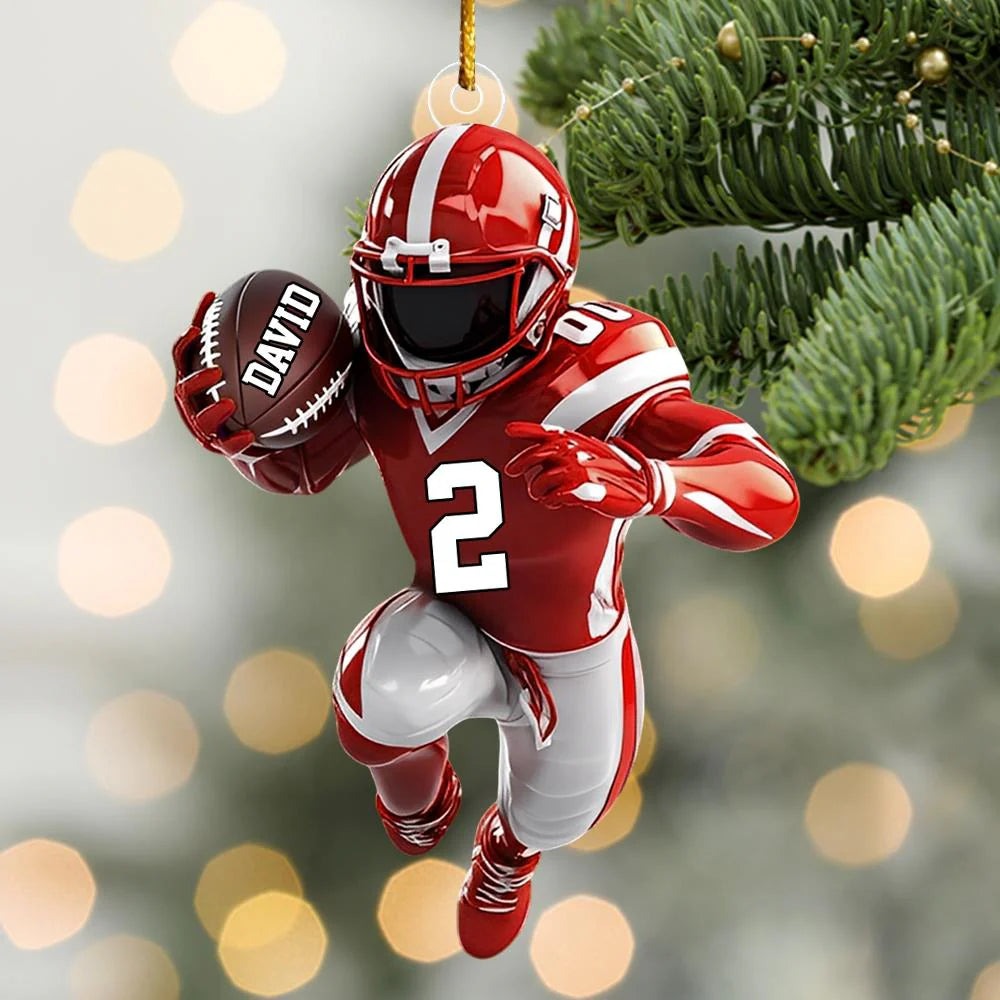 Custom Football Ornament – Personalized Player Design with Name, Number & Team Colors, Perfect Christmas Gift 2025 Ornament