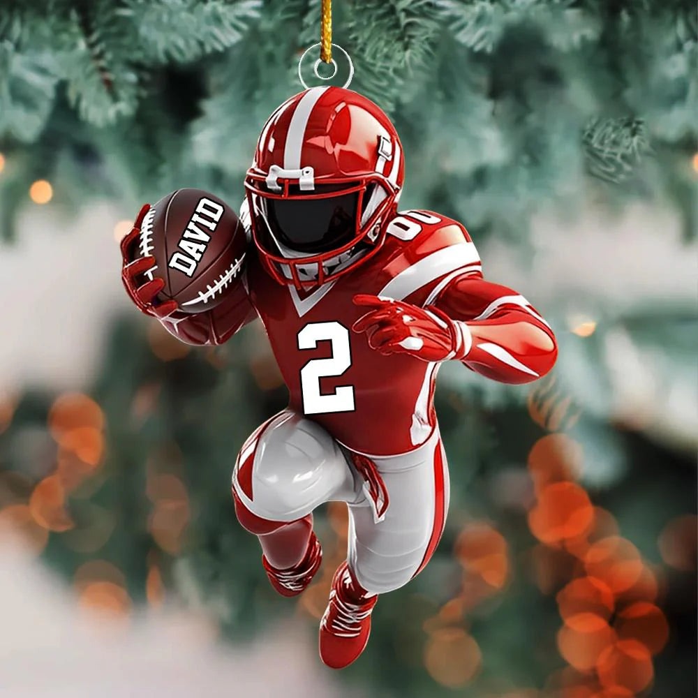 Custom Football Ornament – Personalized Player Design with Name, Number & Team Colors, Perfect Christmas Gift 2025 Ornament