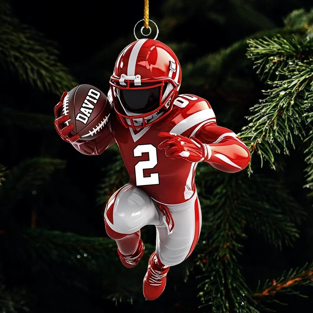 Custom Football Ornament – Personalized Player Design with Name, Number & Team Colors, Perfect Christmas Gift 2025 Ornament