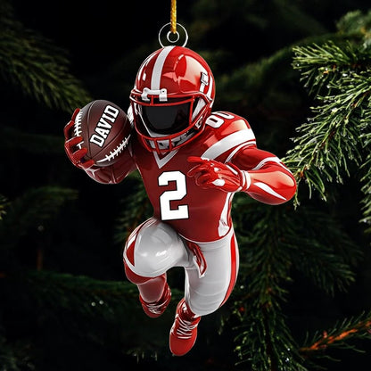 Custom Football Ornament – Personalized Player Design with Name, Number & Team Colors, Perfect Christmas Gift 2025 Ornament