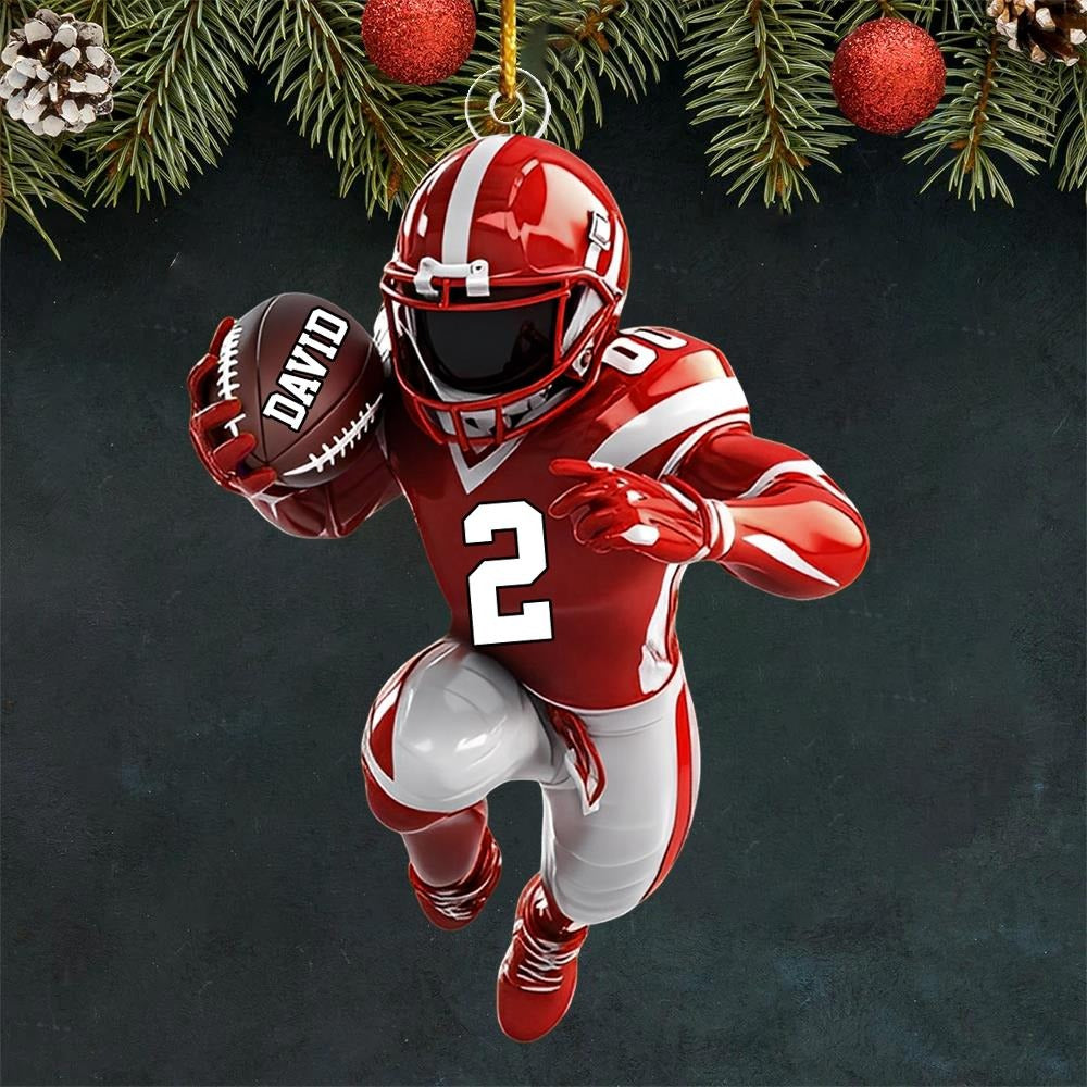 Custom Football Ornament – Personalized Player Design with Name, Number & Team Colors, Perfect Christmas Gift 2025 Ornament