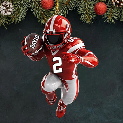 Custom Football Ornament – Personalized Player Design with Name, Number & Team Colors, Perfect Christmas Gift 2025 Ornament
