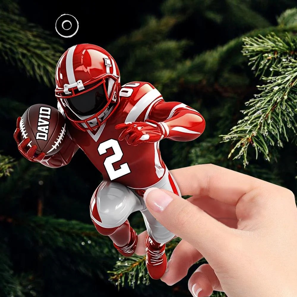 Custom Football Ornament – Personalized Player Design with Name, Number & Team Colors, Perfect Christmas Gift 2025 Ornament