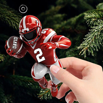 Custom Football Ornament – Personalized Player Design with Name, Number & Team Colors, Perfect Christmas Gift 2025 Ornament