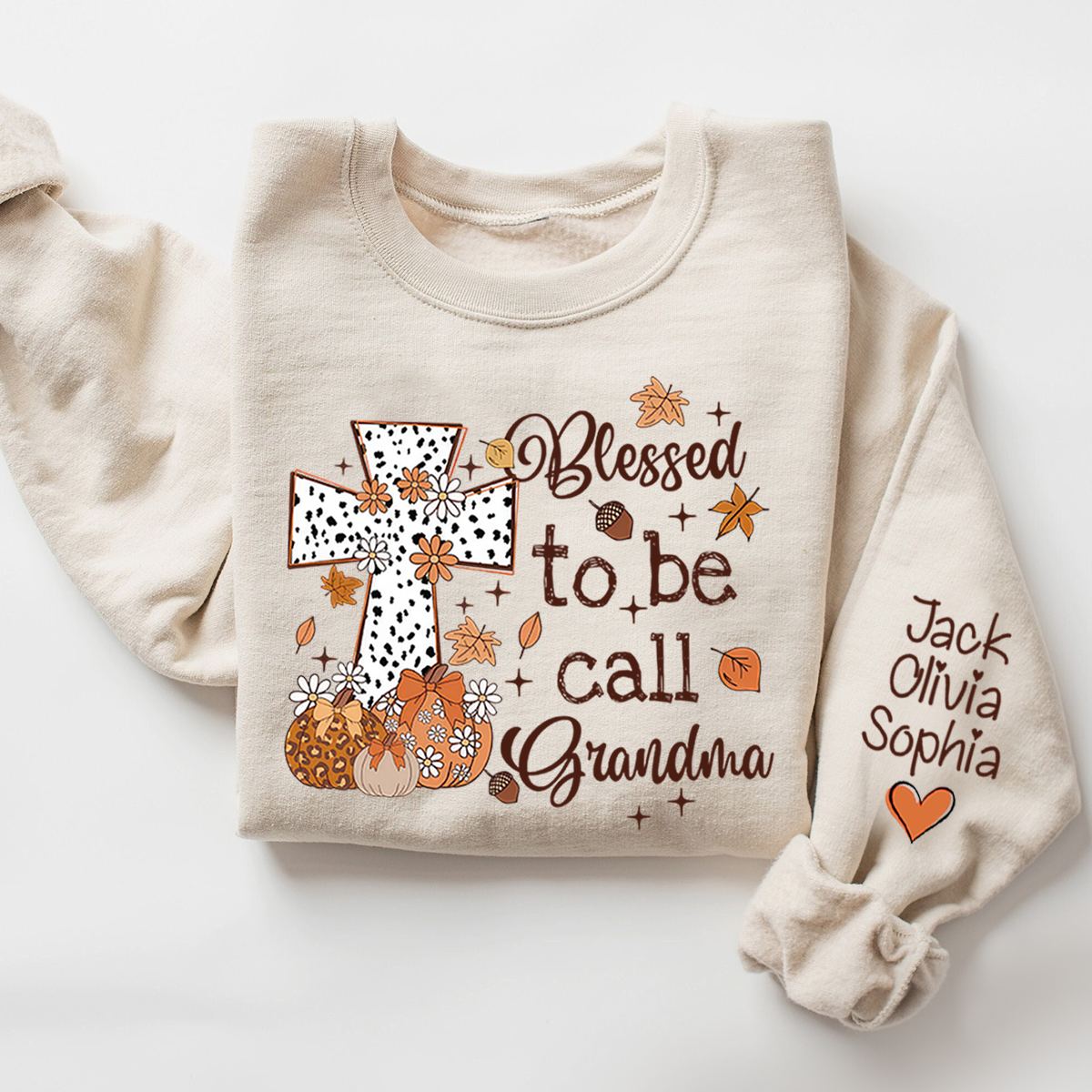 Personalized Grandma Fall Sweatshirt – Blessed to Be Called Grandma with Custom Grandkids’ Names – Grandparents Day Gift