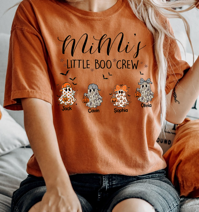 Comfort Colors® Custom Halloween Grandma Shirt, Grandma Boo Crew Ghost Boy Girl Shirt, Grandma's Bootiful Crew Shirt