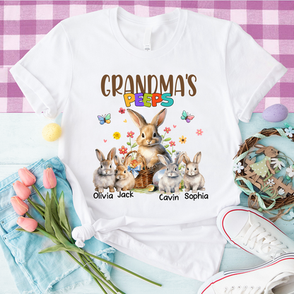 Personalized Easter Grandma's Peeps Shirt, Custom Nickname With Grandkids Shirt for Easter Day, Easter Bunny Grandma Shirt