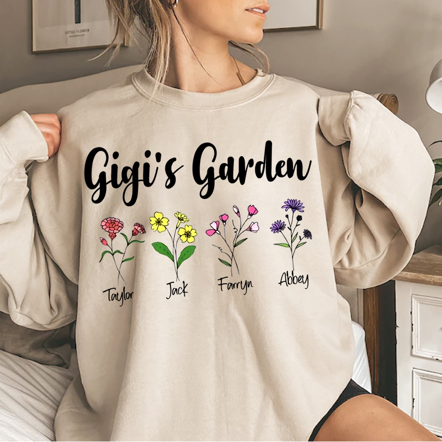 Custom Grandma And Grandkids Garden Birth Flower