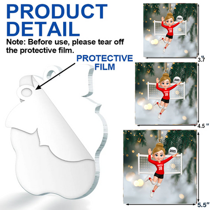 Personalized Volleyball Girl Ornament – Custom 3D Acrylic Design, Perfect Holiday Keepsake for Female Athletes Ornament