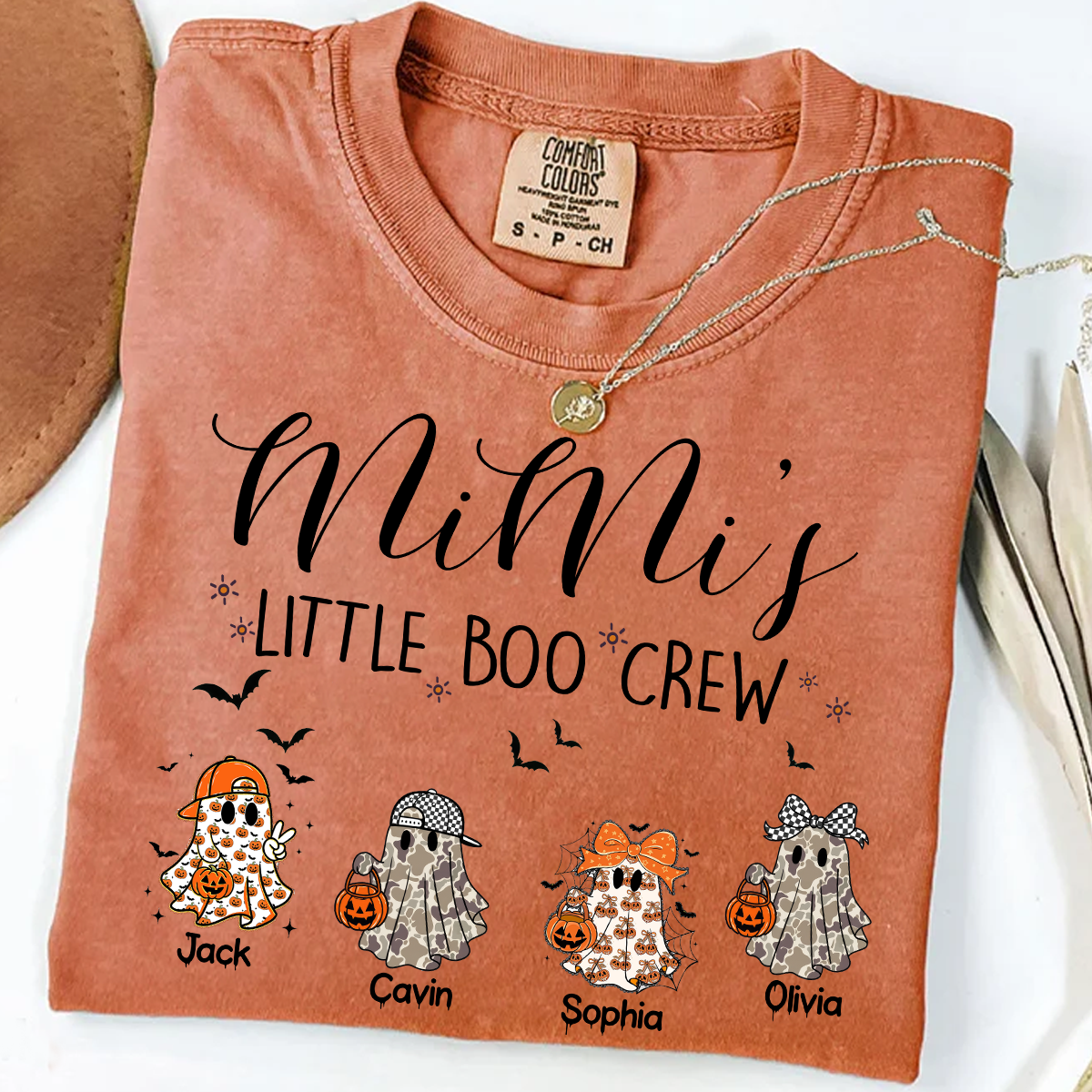 Comfort Colors® Custom Halloween Grandma Shirt, Grandma Boo Crew Ghost Boy Girl Shirt, Grandma's Bootiful Crew Shirt