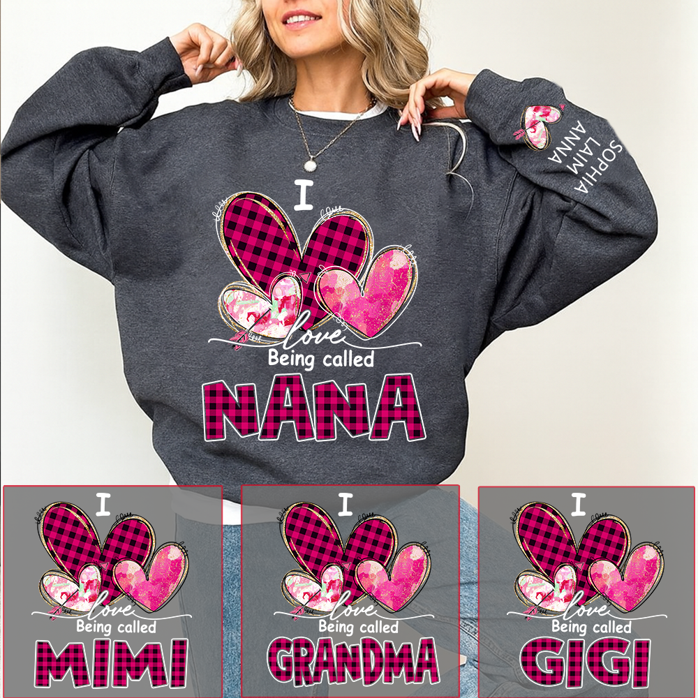 I Love Being Called Mimi Pink Tone Design, Grandma Sweatshirt Personalized with Kids Name