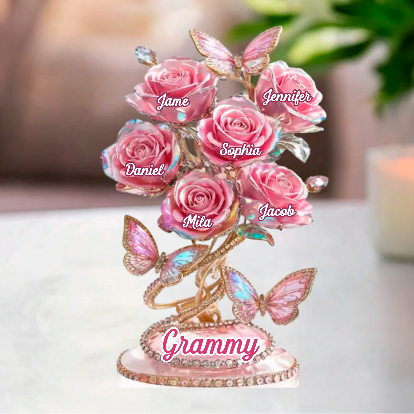 Each Rose Holds A Piece Of Your Heart - Family Personalized Custom Acrylic Plaque Custom Shape Mother's Day Gift