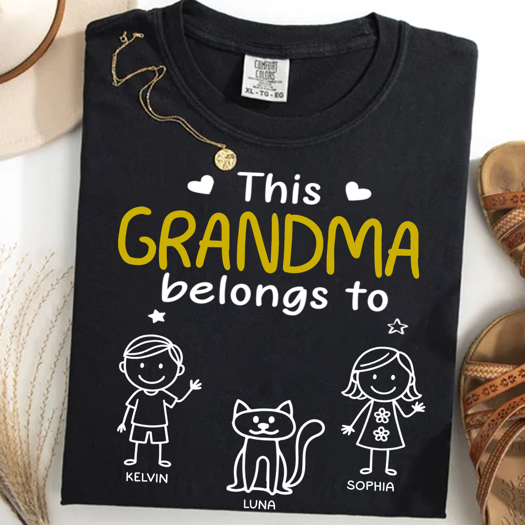 This Grandma Belongs To Kid Stick Figures - Personalized Comfort Colors