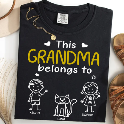 This Grandma Belongs To Kid Stick Figures - Personalized Comfort Colors