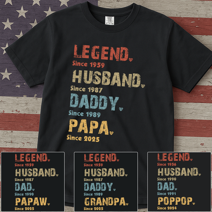 Legend, Husband, Dad And Papa Since - Family Personalized Custom
