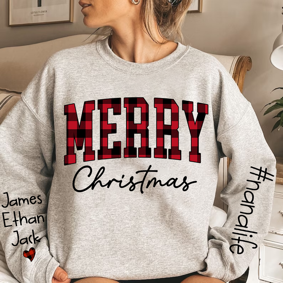 Merry Christmas Nanalfie Caro Sweatshirt with Grandkids Sweatshirt