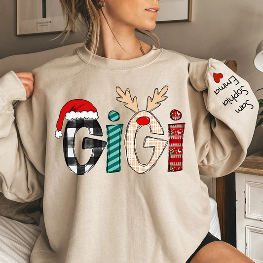 Gigi Grandkids Names  Chrismast Sweatshirt