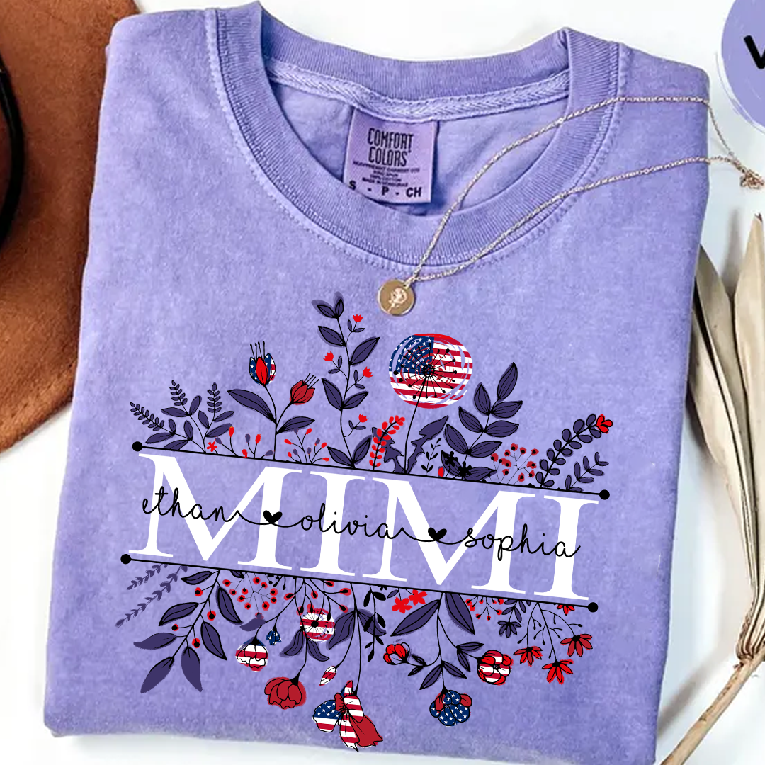 Comfort Colors® -Wildflowers American Flag Mimi And Grandkids