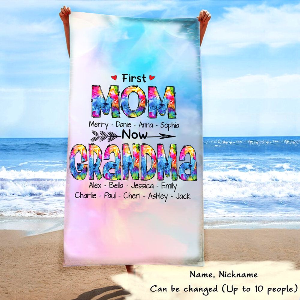 Personalized Summer Beach Towels, Gifts For First Moms Now Grandmas And Kids