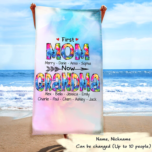 Personalized Summer Beach Towels, Gifts For First Moms Now Grandmas And Kids