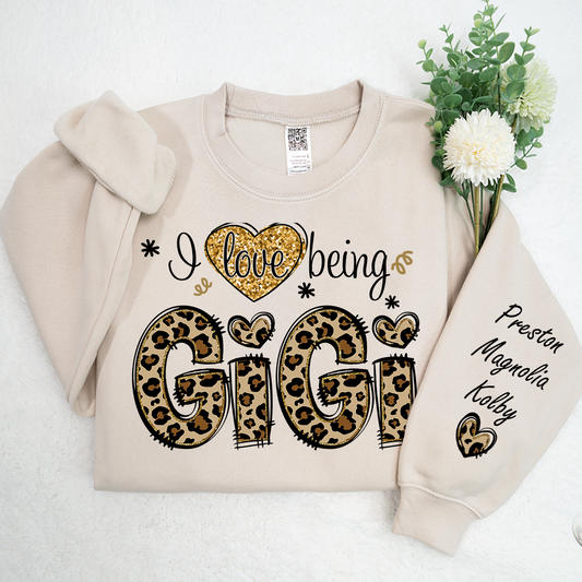 Personalized I Love Being Mimi Leopard Sweatshirt