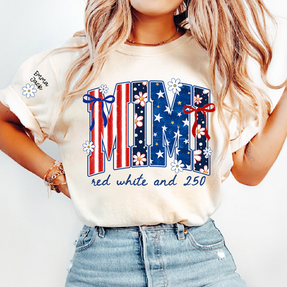 Patriotic Mimi T-Shirt for America’s 250th Anniversary | Red, White, and 250 Stars & Stripes
