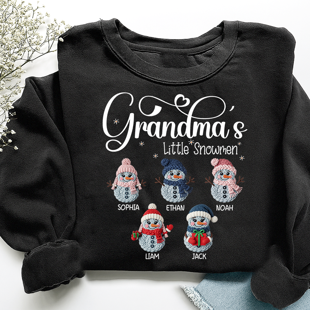 Personalized Grandma’s Little Snowmen Sweatshirt, Custom Christmas Gift with Kids’ Names