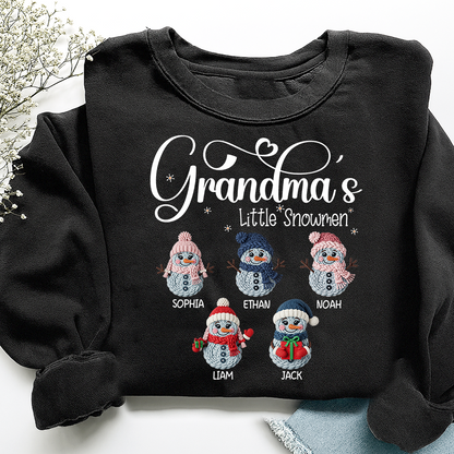 Personalized Grandma’s Little Snowmen Sweatshirt, Custom Christmas Gift with Kids’ Names