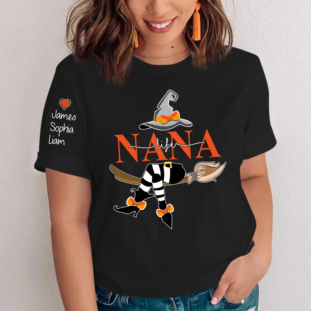 Personalized Nana Life Witch Shirt, Custom Grandma Halloween, Gif For Grandma TH T-Shirt