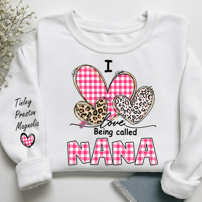 Grandma Valentine Sweatshirt, I Love Being Nana Heart Design, Personalized Family Love Crewneck