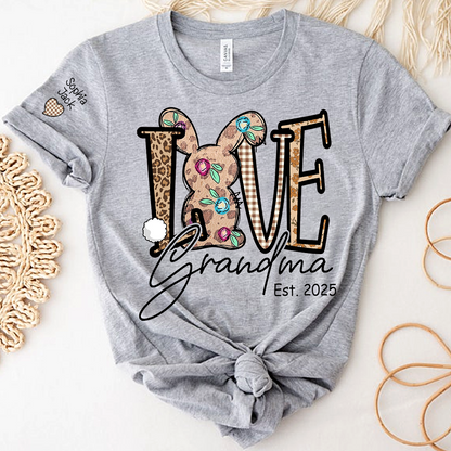 Personalized Love Gigi Easter T Shirt, Bunny And Egg Design With Names For Grandma