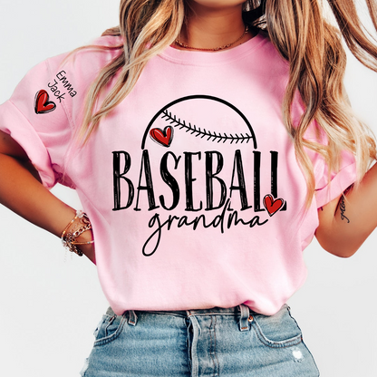 Baseball Nana Personalized T-Shirt, Cute Heart Baseball Design Nana T-Shirt