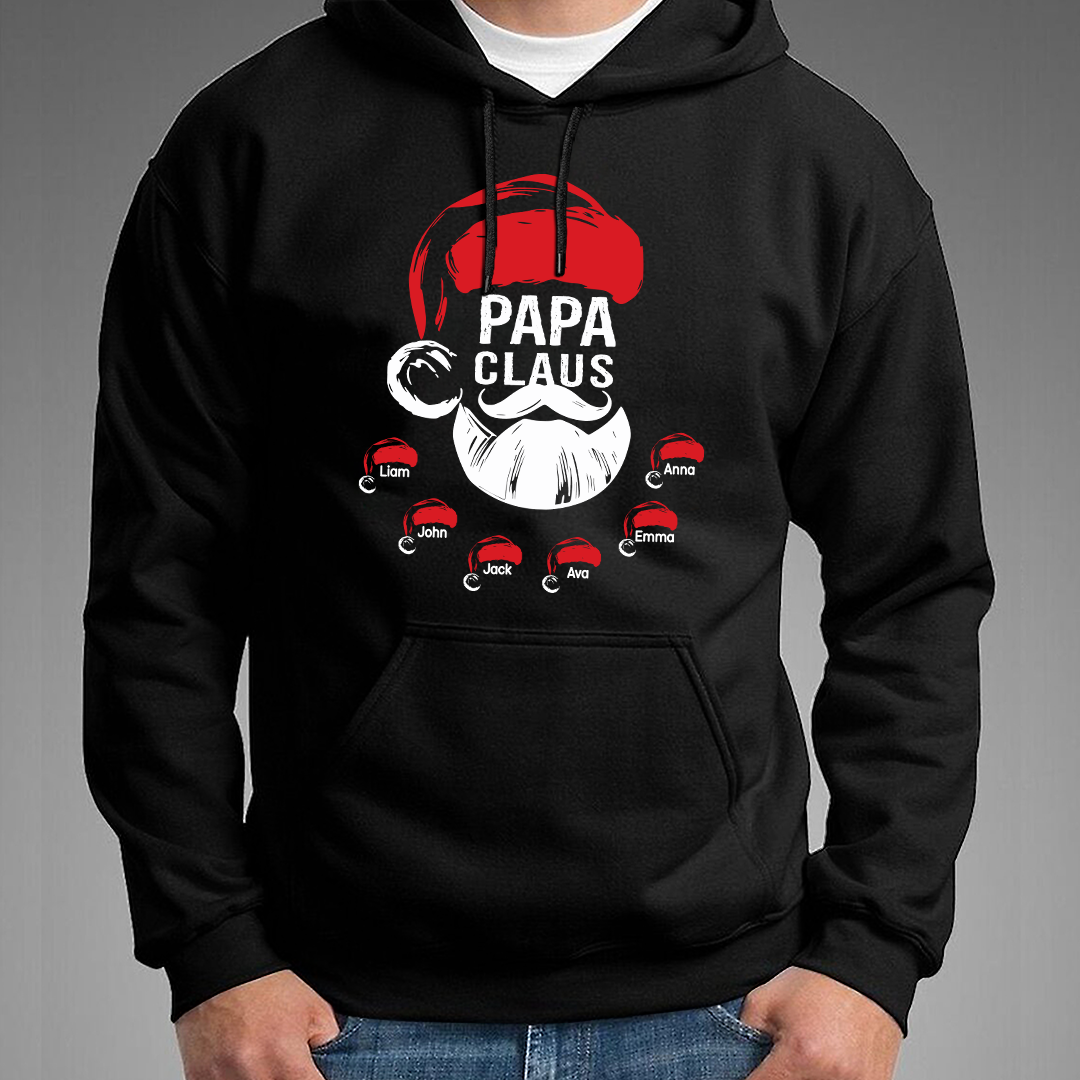 Custom Papa Claus Christmas, Gift For Papa And Kids Hoodie
