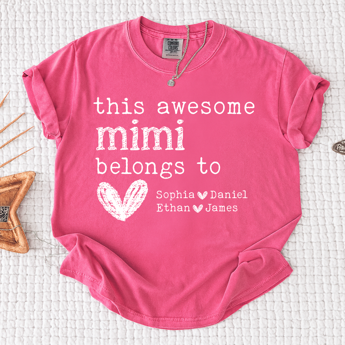 Comfort Colors This Awesome Mimi Belongs To Shirt, Personalized Mimi T Shirt with Kids Names, Custom Grandma Gift, Cute Family Tee
