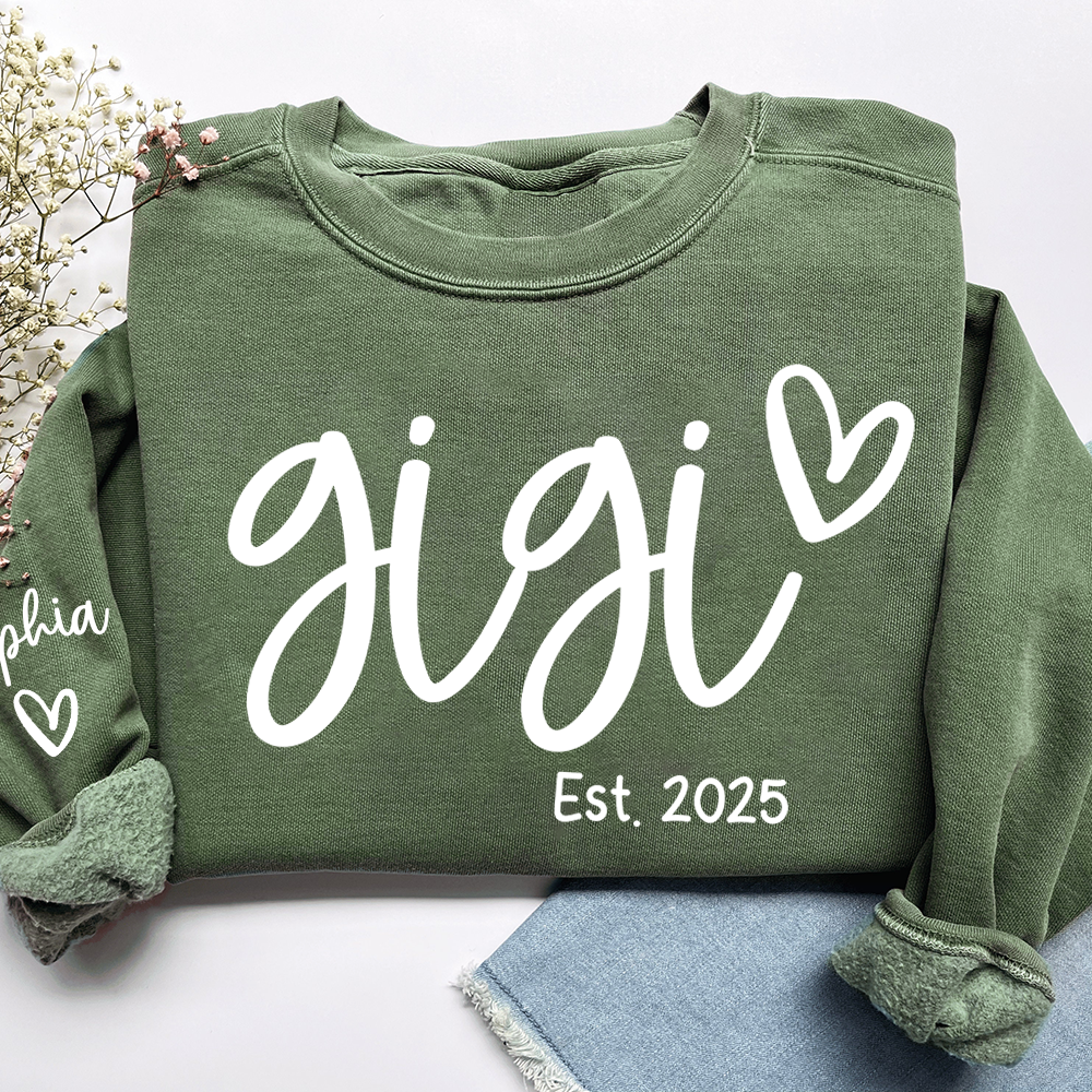 Gigi Sweatshirt with Custom Names, Heartwarming Gift For Grandma And Kids