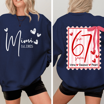 Personalized Mimi Est Sweatshirt, Custom Six Seven Back Print Gift