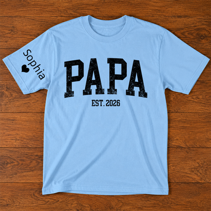Papa T-Shirt – Personalized Name Custom Gift for Father Birthday Fathers Day