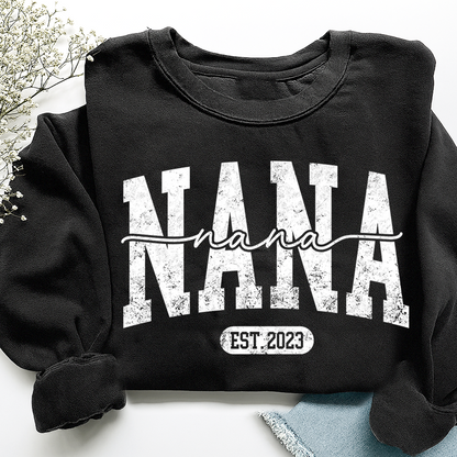 Nana Est. 2025 Custom Sweatshirt Gift For Grandma And Grandchild