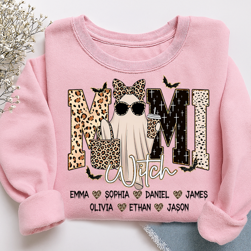 Custom Ghost Sweatshirt for Grandma, Halloween Witch Mimi Boo 2025