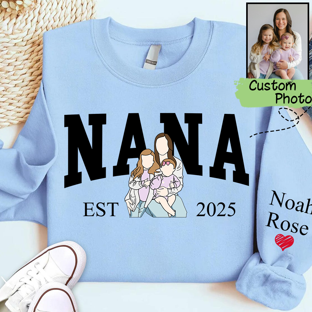 Personalized Custom Photo Portrait, Giver Custom Nana And Kids For Family Gift