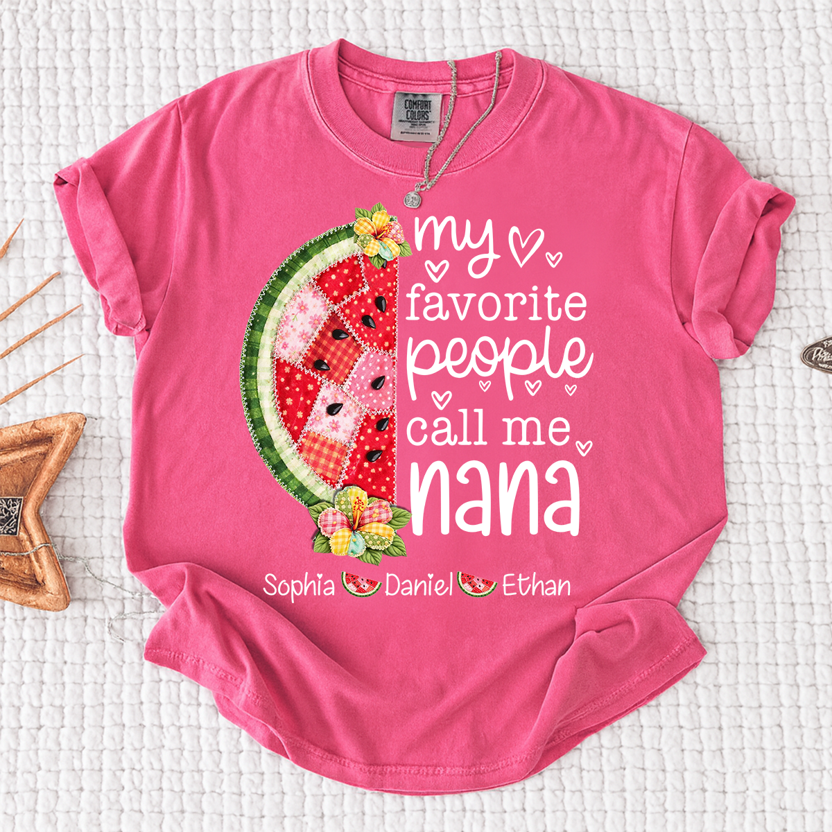 Comfort Colors® Personalized Nana T-Shirt My Favorite People Call Me with Names Watermelon Graphic Family Gift