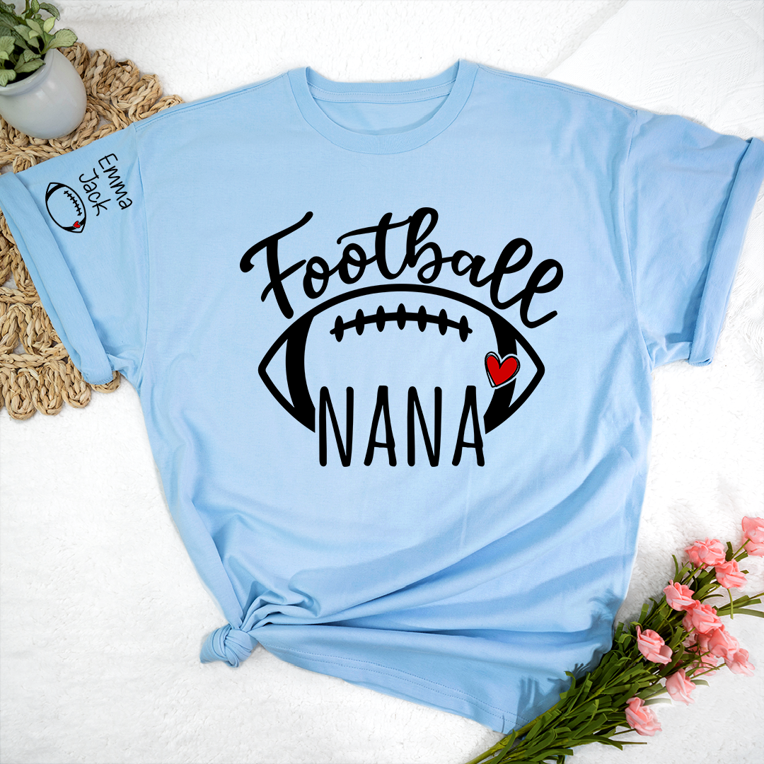 Football Grandma T-Shirt, Personalized Grandma T-Shirt for Football Lovers with Custom Name