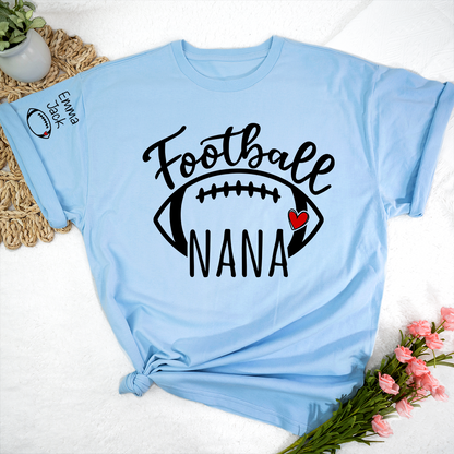 Football Grandma T-Shirt, Personalized Grandma T-Shirt for Football Lovers with Custom Name
