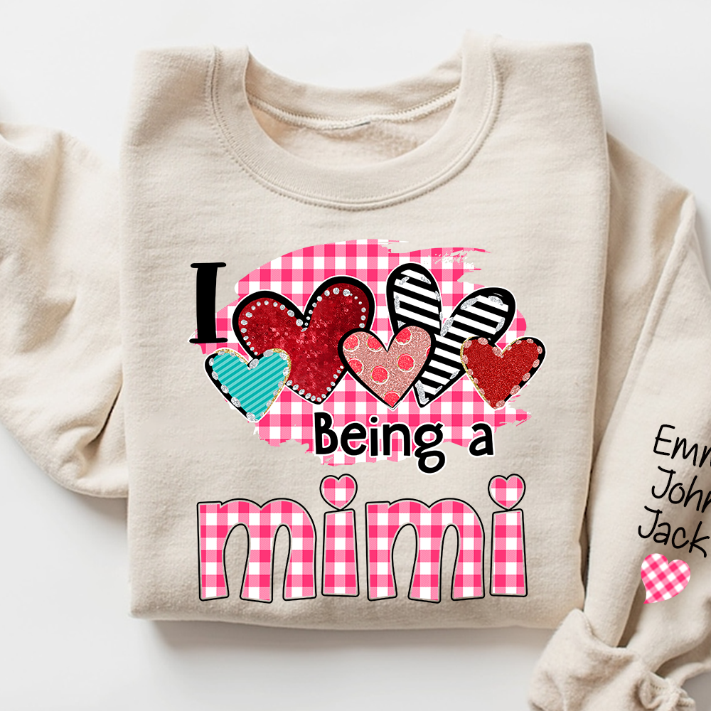 Valentine Mimi Crewneck Sweatshirt, Cute Heart Family Love Design, For Gift Grandma And Kids