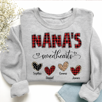 Nana’s Sweethearts Personalized Sweatshirt, Custom Grandma Sweatshirt With Grandchildren Names